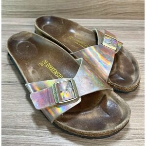 Birkenstock Arizona Holographic Iridescent Slides Sandals Women Size 39 EU